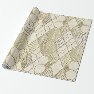 Elegantes goldenes Sechseck-Muster - Marmor 4 Geschenkpapier
