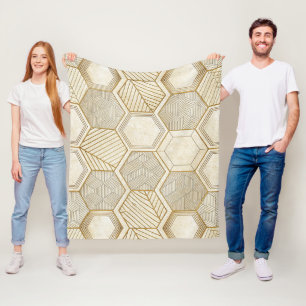 Elegantes goldenes Sechseck-Muster - Marmor Fleecedecke