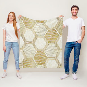 Elegantes goldenes Sechseckmuster - Marmor 2 Fleecedecke