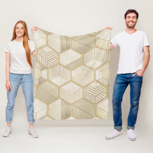 Elegantes goldenes Sechseckmuster - Marmor 3 Fleecedecke