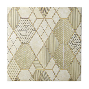 Elegantes goldenes Sechseckmuster - Marmor 4 Fliese