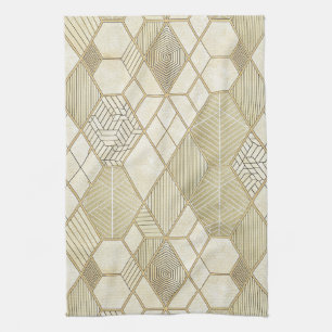 Elegantes goldenes Sechseckmuster - Marmor 4 Geschirrtuch