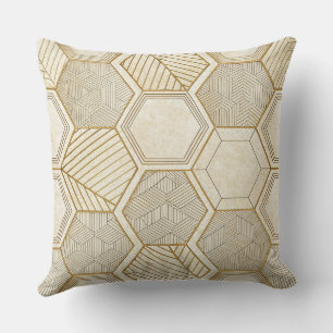 Elegantes goldenes Sechseckmuster - Marmor Kissen