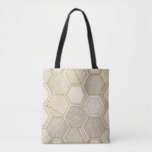 Elegantes goldenes Sechseckmuster - Marmor Tasche