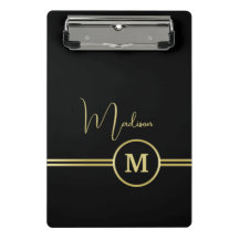 Elegantes goldenes Signaturmonogramm auf Schwarz