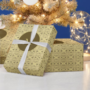 Elegantes goldenes und goldenes Quadrat Muster Wei Geschenkpapier