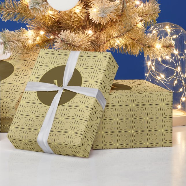 Elegantes goldenes und goldenes Quadrat Muster Wei Geschenkpapier (Feiertage)