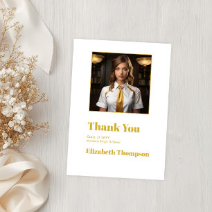 Elegantes goldenes und weißes Abschlussfoto Dankeskarte