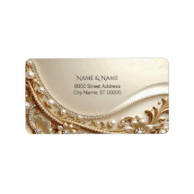 Elegantes goldenes verziertes Blumen-Adressetikett