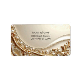 Elegantes goldenes verziertes Blumen-Adressetikett Adressaufkleber