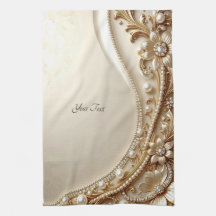 Elegantes goldenes, verziertes Blumen-Küchentuch