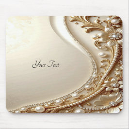 Elegantes goldenes verziertes Blumen-Mauspad Mousepad
