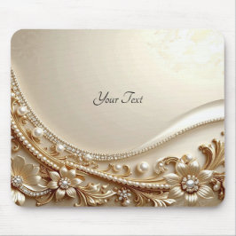 Elegantes goldenes verziertes Blumen-Mauspad Mousepad