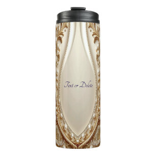 Elegantes goldenes verziertes Blumenmuster Thermosbecher