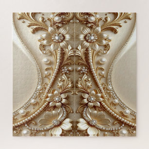 Elegantes goldenes verziertes Blumenpuzzle
