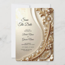 Elegantes goldenes verziertes florales Save-The-Da