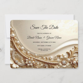 Elegantes goldenes verziertes florales Save-The-Da Save The Date