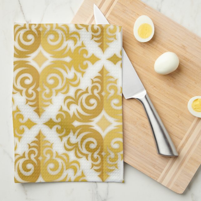 Elegantes goldenes Vintag Geschirrtuch (Viertel Falte)