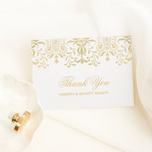 Elegantes goldenes Vintage-Glamour-Hochzeitsmonogr Dankeskarte