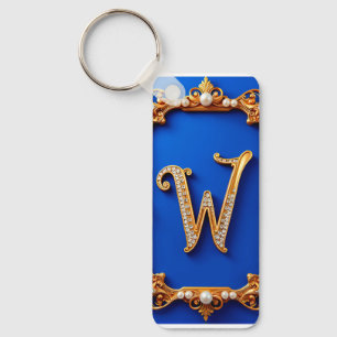 Elegantes goldenes W-Monogramm mit Perlen verziert Schlüsselanhänger
