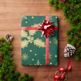Elegantes goldenes Weihnachts-Nahtlosmuster – Luxu Geschenkpapier