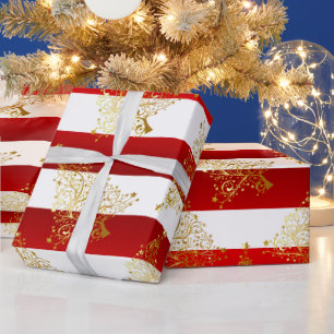 Elegantes goldenes Weihnachtsbaummuster Geschenkpapier