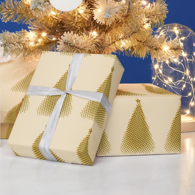 Elegantes goldenes Weihnachtsbaummuster Geschenkpapier (Feiertage)