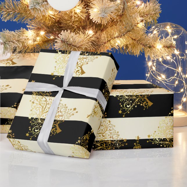 Elegantes goldenes Weihnachtsbaummuster Geschenkpapier (Feiertage)