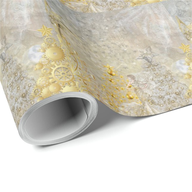 Elegantes goldenes Weihnachtsbaumpapier Geschenkpapier (Rolleneckpunkt)