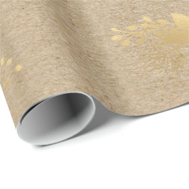 Elegantes goldenes Weihnachtsblumenmuster Geschenkpapier
