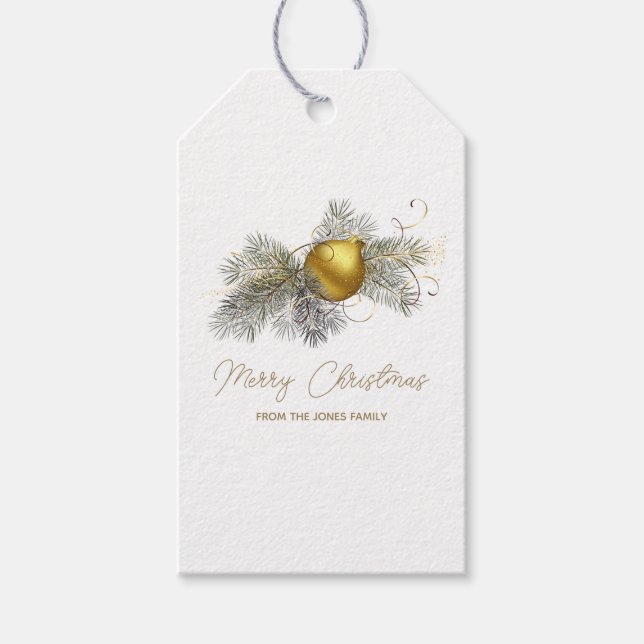 Elegantes goldenes Weihnachtsschmuck-Party Geschenkanhänger (Vorderseite)