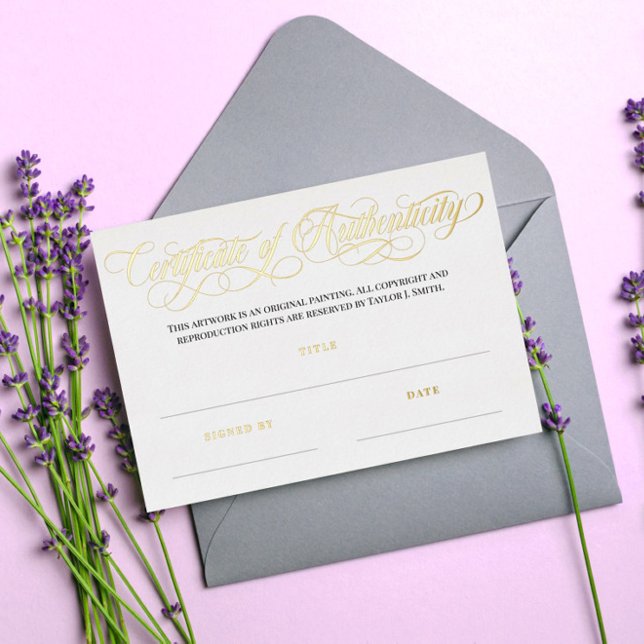 Elegantes Goldenes Wirbel Echtheitszertifikat Folieneinladung (Von Creator hochgeladen)