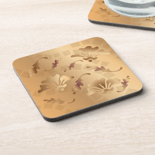 Elegantes goldfarbenes Beige Untersetzer Set (Linke Seite)