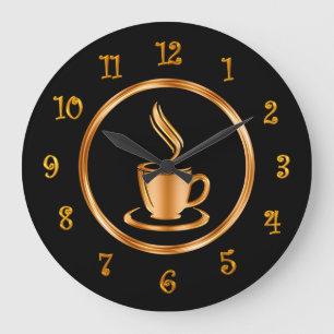 Elegantes goldfarbenes Design Kaffetrinken Uhren