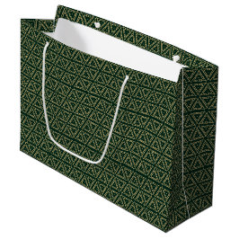 Elegantes goldfarbenes, dunkelkieferngrünes geomet große geschenktüte