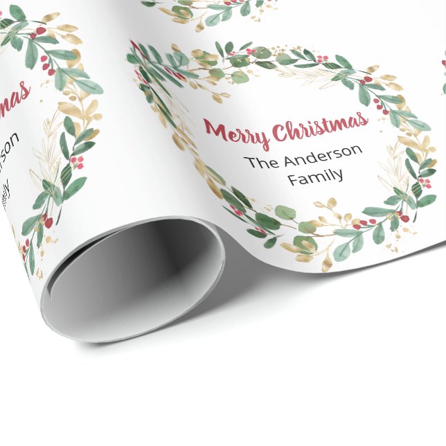 Elegantes goldfarbenes Grün Weihnachtsfest Geschenkpapier (Rolleneckpunkt)
