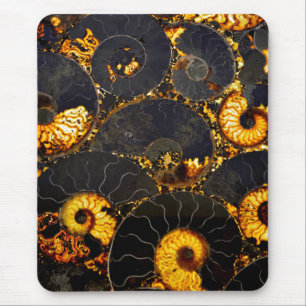 Elegantes, goldfarbenes nautilus Design Mousepad