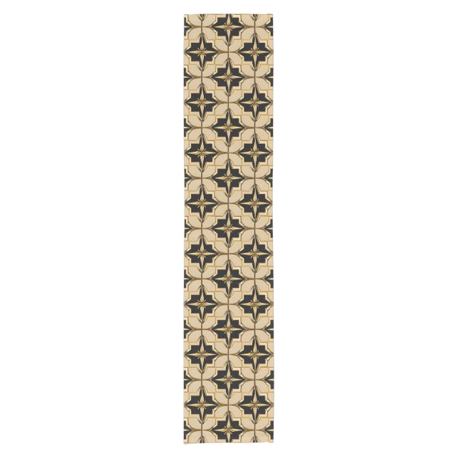 Elegantes goldfarbenes und schwarzes geometrisches kurzer tischläufer (Vorderseite)