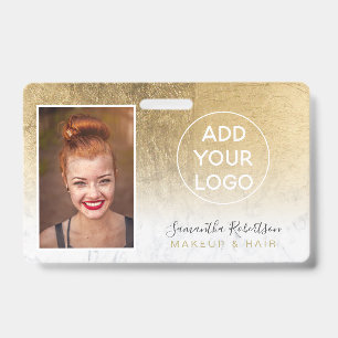 Elegantes goldfolie-marmor-logo-Mitarbeiter-Fotoau Ausweis