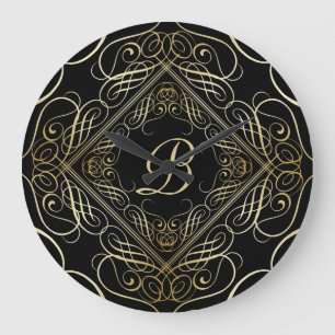Elegantes Goldfolien-Blick Scrollwork Skript auf Große Wanduhr