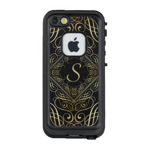 Elegantes Goldfolien-Blick Scrollwork Skript auf LifeProof FRÄ’ iPhone SE/5/5s Hülle