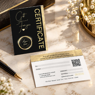 Elegantes Goldfolien-Herz-Geschenkgutschein Visitenkarte