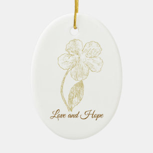 Elegantes Goldfolien-Look-Botanik-Blumenmotiv Keramik Ornament
