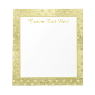 Elegantes Goldfolien-Look Polka-Punkt personalisie Notizblock