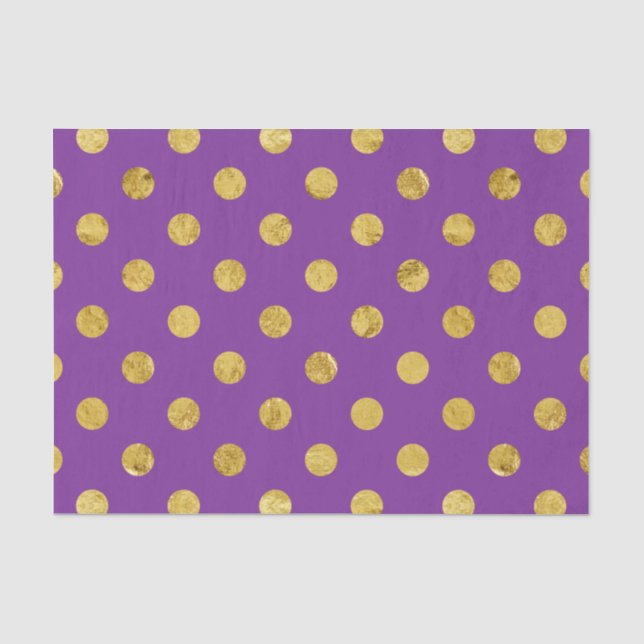 Elegantes Goldfolien-Polka-Punkt-Muster - lila Seidenpapier (Vorderseite)