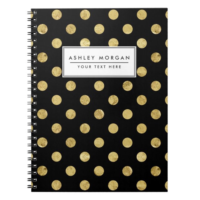 Elegantes Goldfolien-Tupfen-Muster - Gold u. Notizblock (Vorderseite)