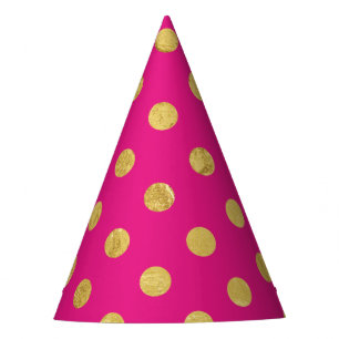 Elegantes Goldfolien-Tupfen-Muster - Gold u. Rosa Partyhütchen
