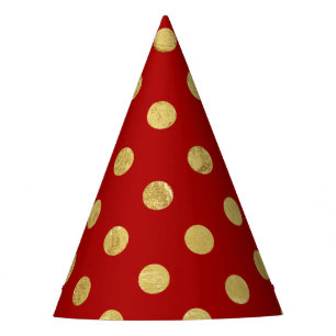 Elegantes Goldfolien-Tupfen-Muster - Gold u. Rot Partyhütchen
