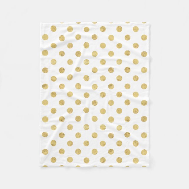 Elegantes Goldfolien-Tupfen-Muster - Gold u. Weiß Fleecedecke (Vorderseite)