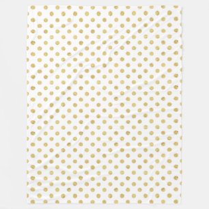 Elegantes Goldfolien-Tupfen-Muster - Gold u. Weiß Fleecedecke